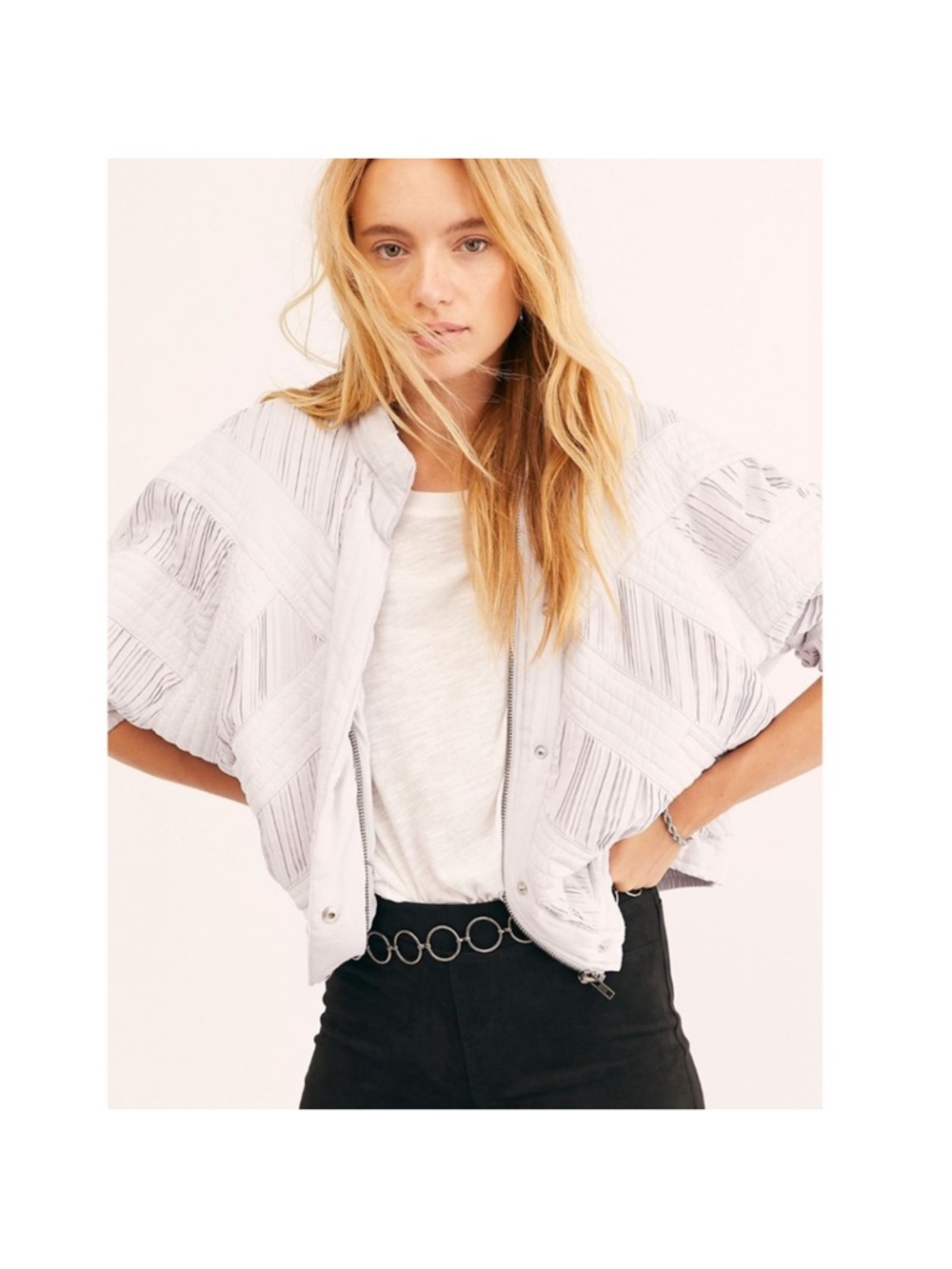 Free People Nico Textured Bomber Jacket